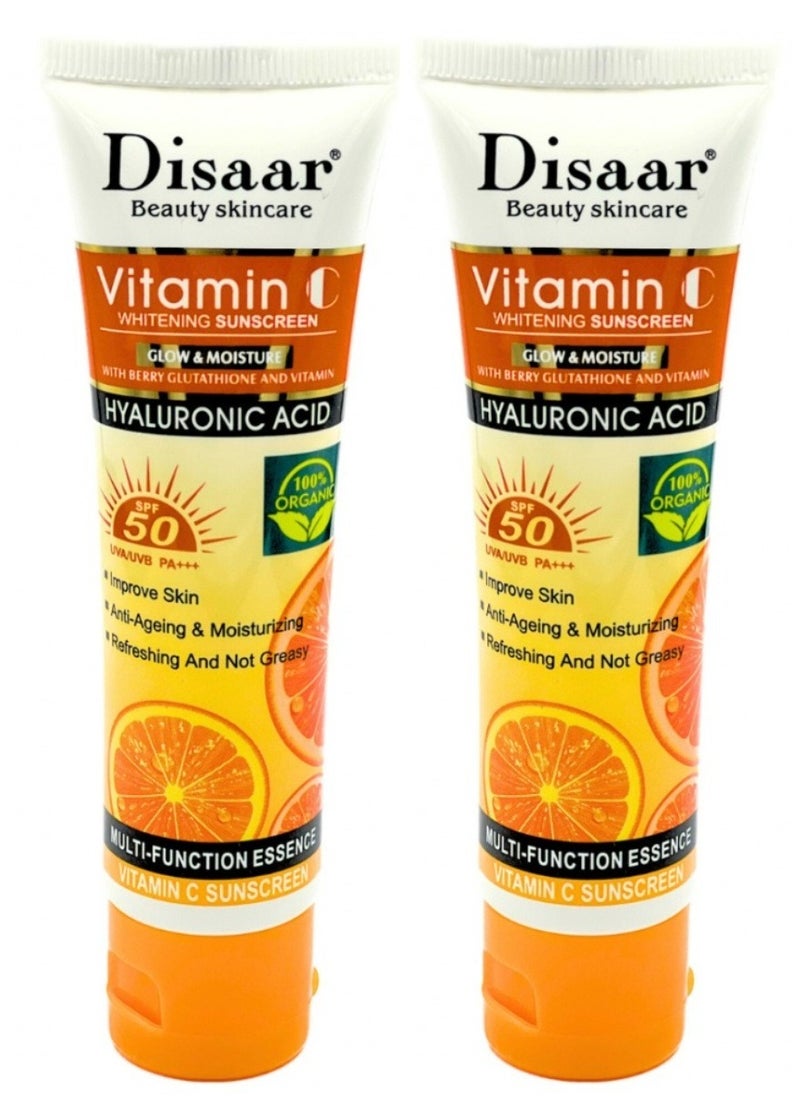Disaar - Two Pieces Of Vitamin C Whitening Sunscreen Hyaluronic Acid 2X50 g - Image 1