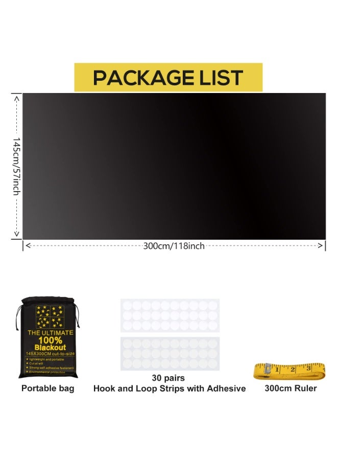 Portable Blackout Shades, 100% Blackout Material, Cut-to-Size, Self-Adhesive, 145x300CM - Image 4