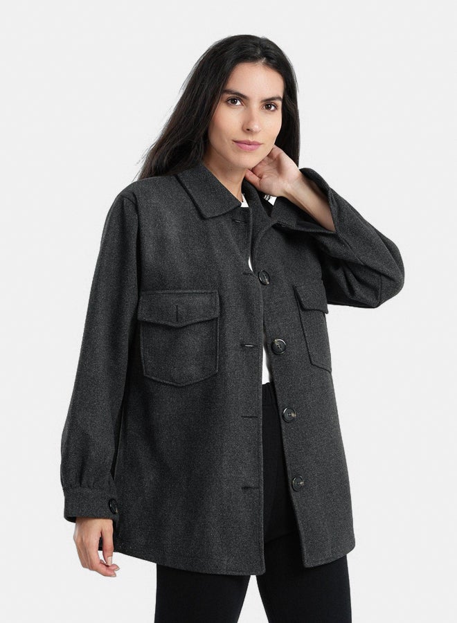 Wool Oversized Plain Shirt