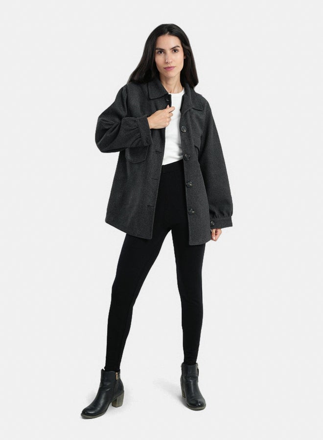 Wool Oversized Plain Shirt