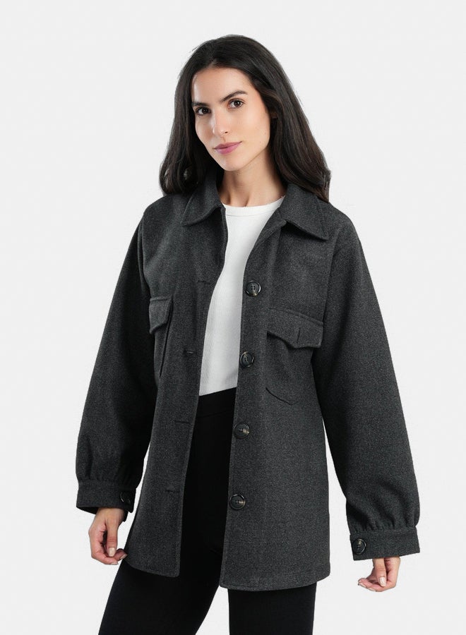 Wool Oversized Plain Shirt