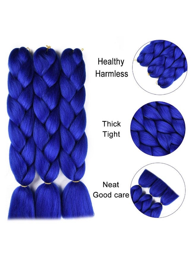 SuCoo Jumbo Braiding Hair Extension Synthetic Kanekalon High Temperature Fiber Crochet Twist Braids Hair With Small Free Gifts 24Inch 3Pcslot£¨Royal Blue) - Image 2