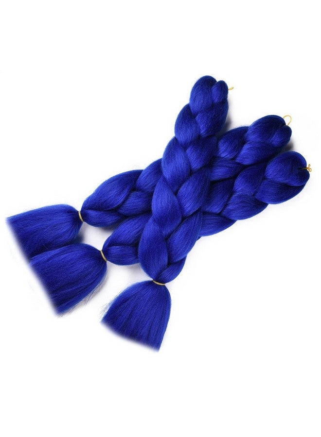 SuCoo Jumbo Braiding Hair Extension Synthetic Kanekalon High Temperature Fiber Crochet Twist Braids Hair With Small Free Gifts 24Inch 3Pcslot£¨Royal Blue) - Image 5