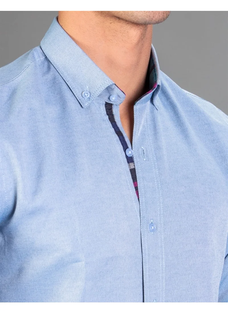 تودورس Slim Fit Sports Light Blue Men's Shirt