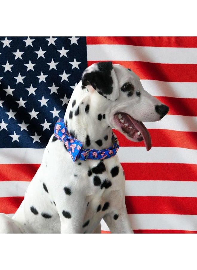 Bodermincer Maca Bates American Flag 4th of July Dog Collar with Bow Bowtie for Dogs Sailor Bow Tie Adjustable Breakaway Patriotic Cute Collars Accessories Independence Day Gift for Small Medium Large XL Puppy  - Image 2