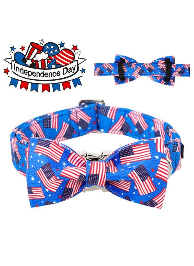 Bodermincer Maca Bates American Flag 4th of July Dog Collar with Bow Bowtie for Dogs Sailor Bow Tie Adjustable Breakaway Patriotic Cute Collars Accessories Independence Day Gift for Small Medium Large XL Puppy  - Image 4