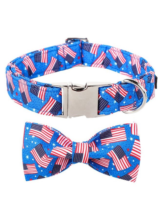 Bodermincer Maca Bates American Flag 4th of July Dog Collar with Bow Bowtie for Dogs Sailor Bow Tie Adjustable Breakaway Patriotic Cute Collars Accessories Independence Day Gift for Small Medium Large XL Puppy  - Image 1