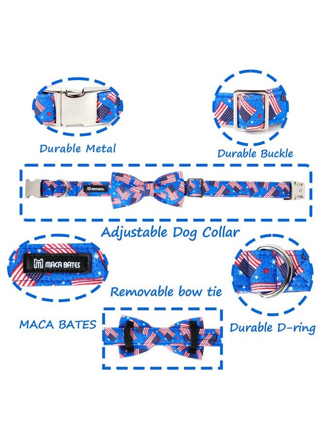 Bodermincer Maca Bates American Flag 4th of July Dog Collar with Bow Bowtie for Dogs Sailor Bow Tie Adjustable Breakaway Patriotic Cute Collars Accessories Independence Day Gift for Small Medium Large XL Puppy  - Image 5