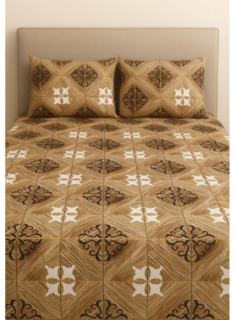 طقم ملاءات سرير مزدوج مقاس كينغ - ملاءات سرير قطنية مطبوعة مع غطاء وسادة