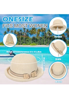 KASTWAVE Womens Summer Cloche Straw Bucket-Sun-Hats Foldable Wide Brim Beach Bucket Bucket Hat Summer Beach hat Outdoor Cap  - Image 5