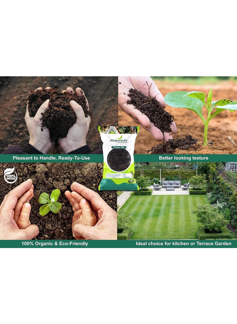 KHATARWALE - EXTRA CARE OF PLANTS Khatarwale Organic Garden Mix 5kg Enriched with Vermicomost Ready to Use Compost for Kitchen Terrace Garden Lawn Landscapes Garden Mix 5Kg  - Image 2