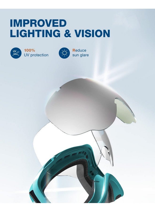 ZIONOR Lagopus Ski Snowboard Goggles Uv Protection Anti Fog Snow Goggles For Men Women Adult Youth Bluegreen Frame Silver Lens - Image 4