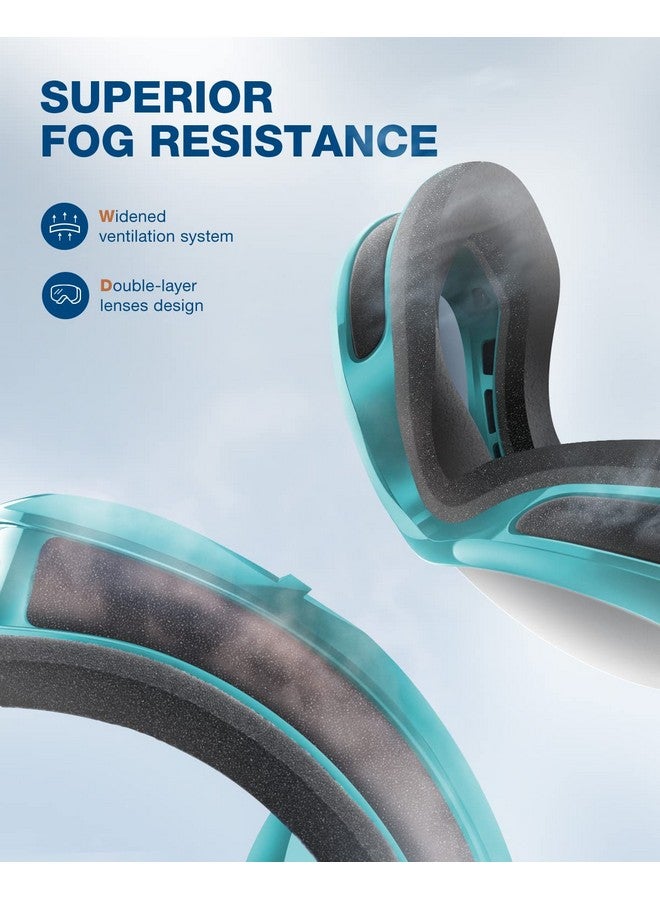 ZIONOR Lagopus Ski Snowboard Goggles Uv Protection Anti Fog Snow Goggles For Men Women Adult Youth Bluegreen Frame Silver Lens - Image 3