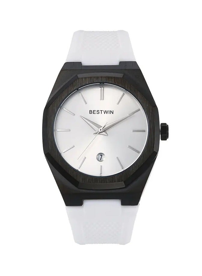 Men's casual watch from Bestwin, waterproof, high quality, with a silicone strap