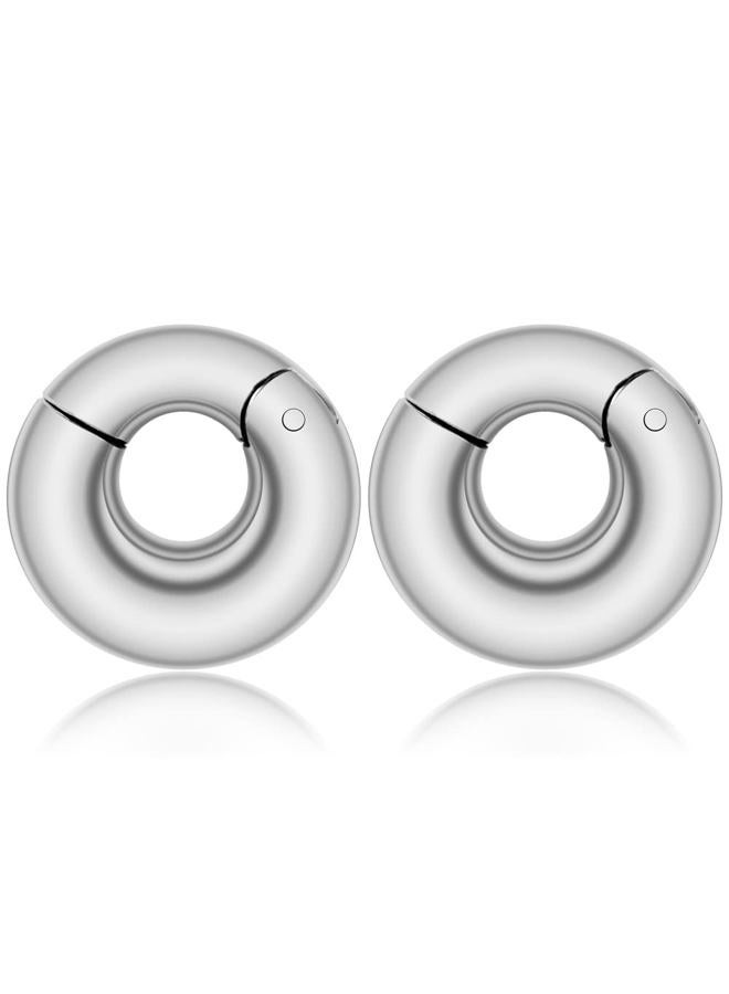 Lademayh 2Pcs Ear Weights for Stretched Ears Gauges Body Jewelry, Min. Fit 6g to 1 inch Stylish Heart, Hoop, Bird Stainless Steel Dangle Gauges for Ear Stretching Kit, 0g(8mm), Metal,Stainless Steel - Image 1