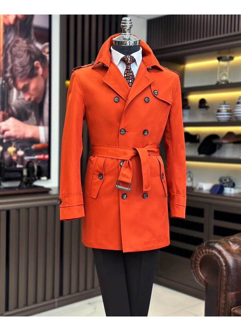 Terzi Adem Tailor Adem Italian Style Slim Fit Seasonal Men's Trench Coat Orange T10060