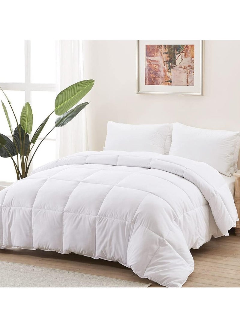 DubaiGallery 3 Pcs Set Lightweight Queen Size White Bed Comforter - Down Alternative Box Stitched Fluffy Comforter with Corner Tabs - Duvet Insert for All Seasons  - Image 2