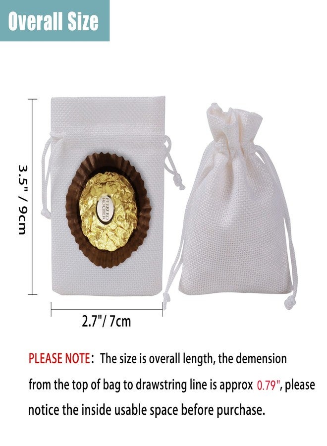 Bezall 20Pcs Small Burlap Bags with Drawstring, 2.7x3.5 inch White Linen Gift Bag Jewelry Pouches Sacks for Christmas, Wedding Favor, Party, DIY Craft - Image 2