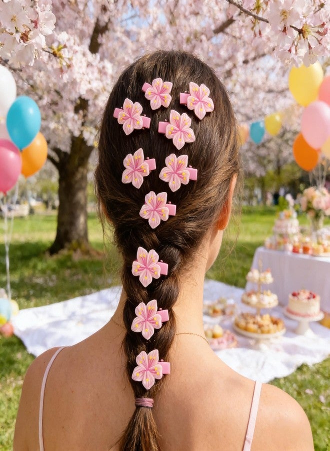 Doneace Spring Flower Hair Clips Cherry Blossom Hair Clips Barrettes Cute Pink Floral Hairpins Spring Hair Accessories for Women Daily Wear, Stage Performance, Party 10Pcs - Image 3