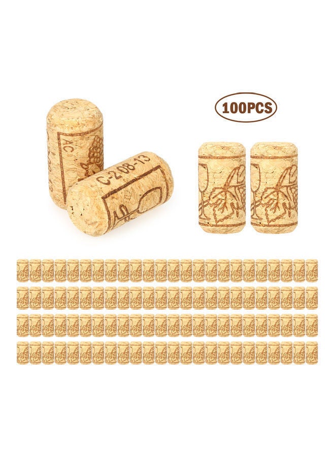 NIBEMINENT 100-Piece Oak Wine Stoppers Set Beige 40x21cm  - Image 1