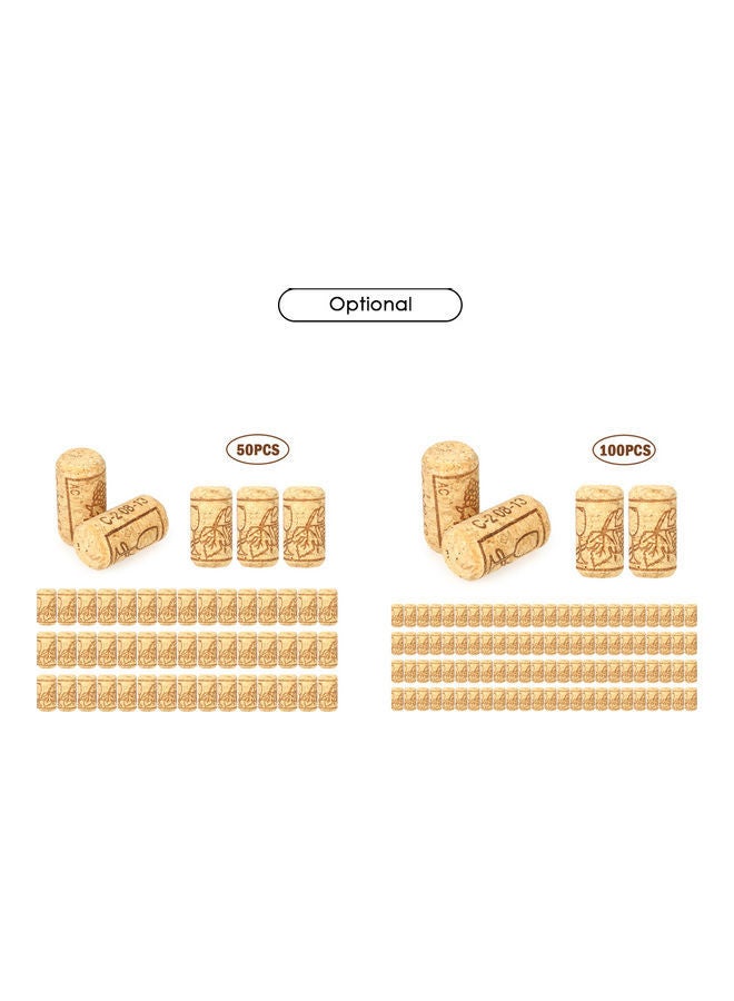 NIBEMINENT 100-Piece Oak Wine Stoppers Set Beige 40x21cm  - Image 5