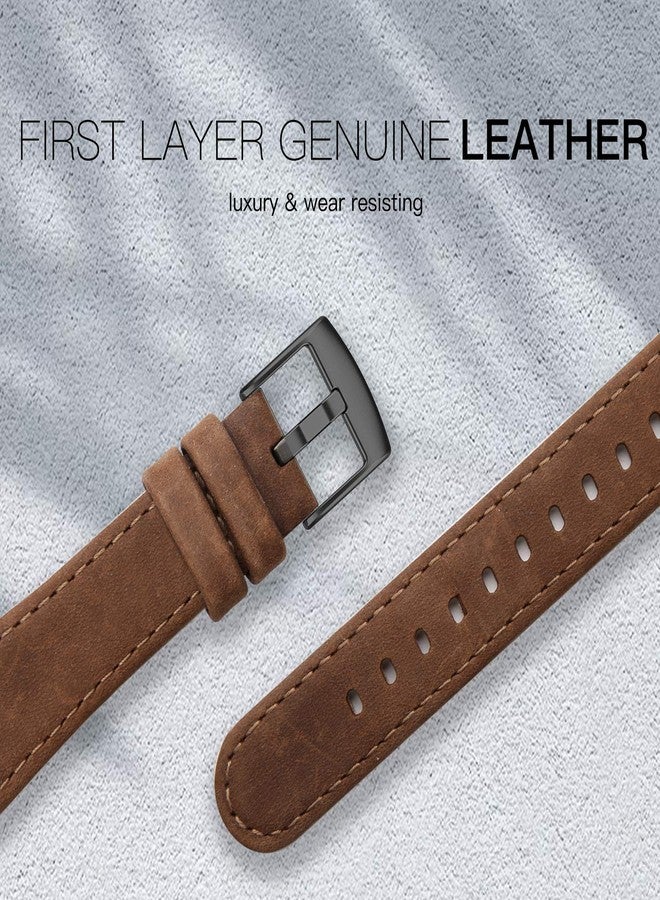 EDIMENS Leather Bands Compatible for Fitbit Versa 3 / Fitbit Versa 4 / Fitbit Sense for Women Men, Genuine Leather Bands Replacement Wristbands Straps Compatible with Versa 3 / Versa 4 / Sense - Image 2