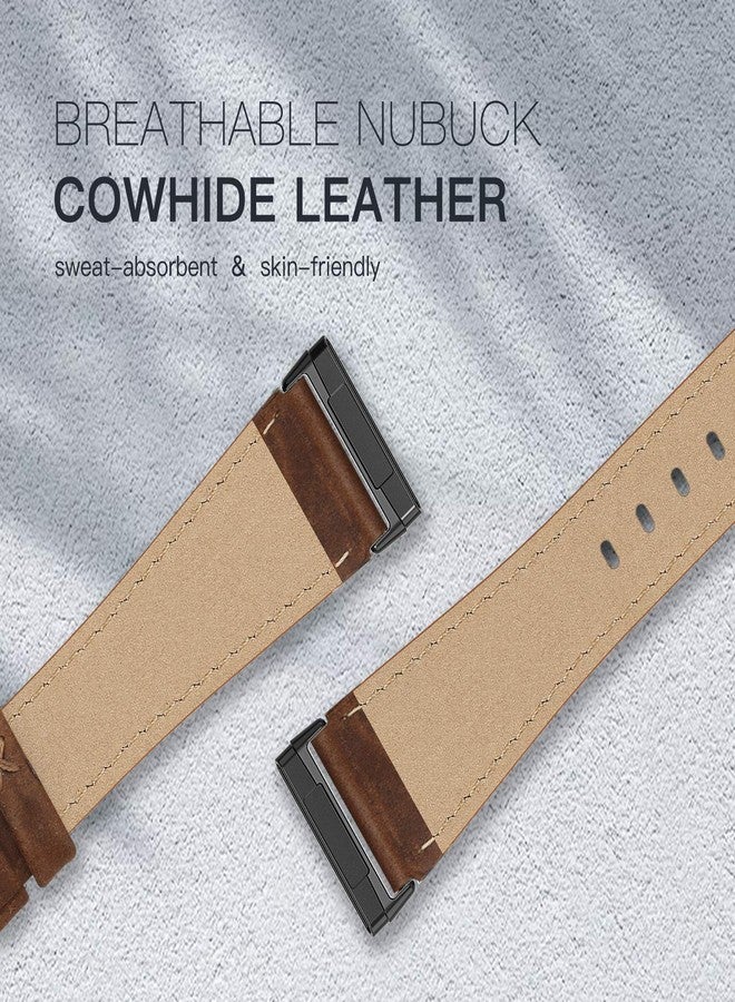 EDIMENS Leather Bands Compatible for Fitbit Versa 3 / Fitbit Versa 4 / Fitbit Sense for Women Men, Genuine Leather Bands Replacement Wristbands Straps Compatible with Versa 3 / Versa 4 / Sense - Image 3