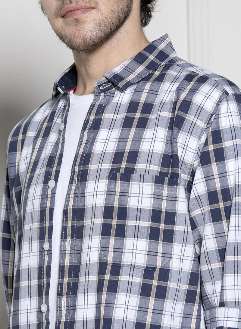 Dennis Lingo Navy Regular Shirt for Men - Timeless, Comfortable