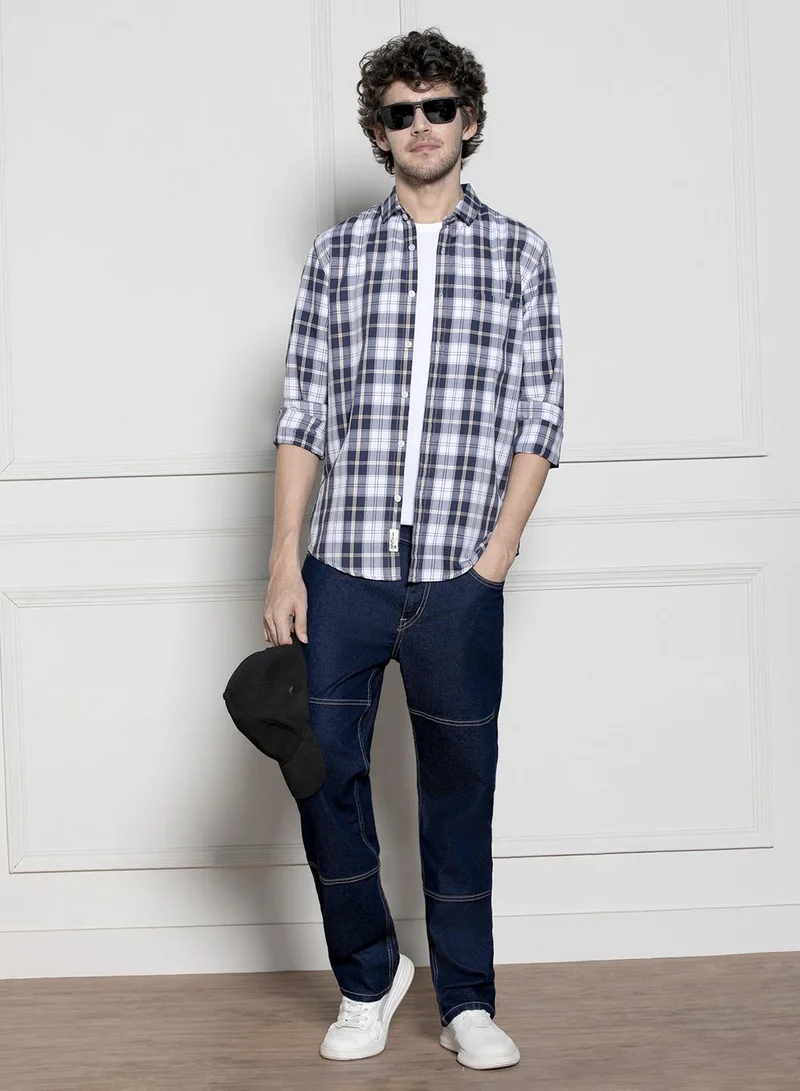 Dennis Lingo Navy Regular Shirt for Men - Timeless, Comfortable