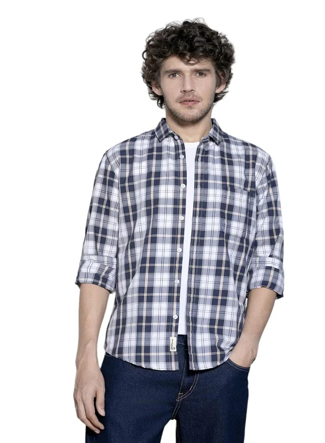 Dennis Lingo Navy Regular Shirt for Men - Timeless, Comfortable