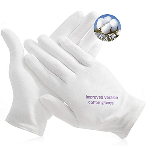 YITIAOYU 24pcs Soft White Cotton Gloves Cotton Sleep Gloves Moisturizing Eczema Cotton Gloves for Dry Hands Coin Jewelry Silver Archival Costume Inspection Gloves (XL) - Image 1
