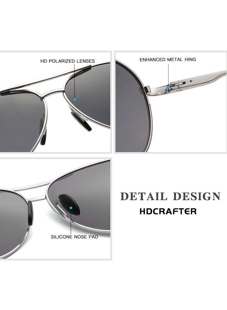 HDCRAFTER Men's Full Frame Polarized UV400 Pilot Frame Sunglasses  - Image 4