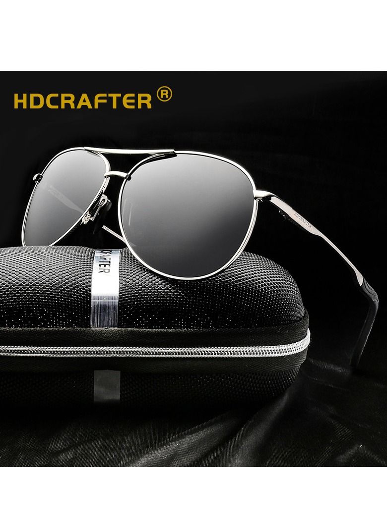 HDCRAFTER Men's Full Frame Polarized UV400 Pilot Frame Sunglasses  - Image 2