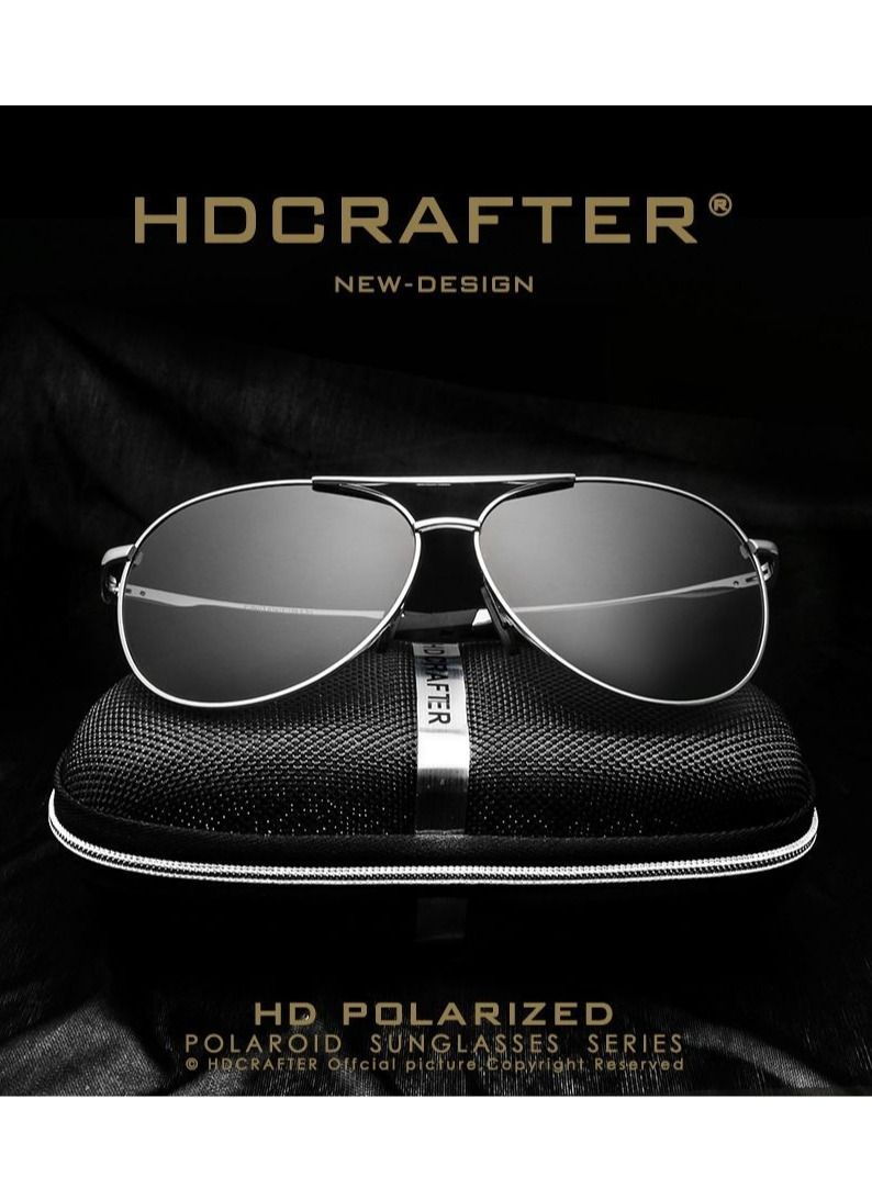 HDCRAFTER Men's Full Frame Polarized UV400 Pilot Frame Sunglasses  - Image 3