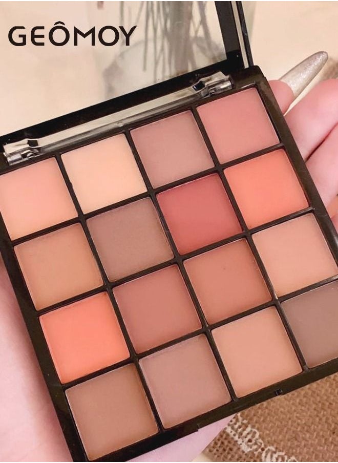 Geomoy - 16 Colors Luxury Multifunctional Eyeshadow Palette Blush Matte Pearlescent Sequins Beginners Easy To Use - Image 1