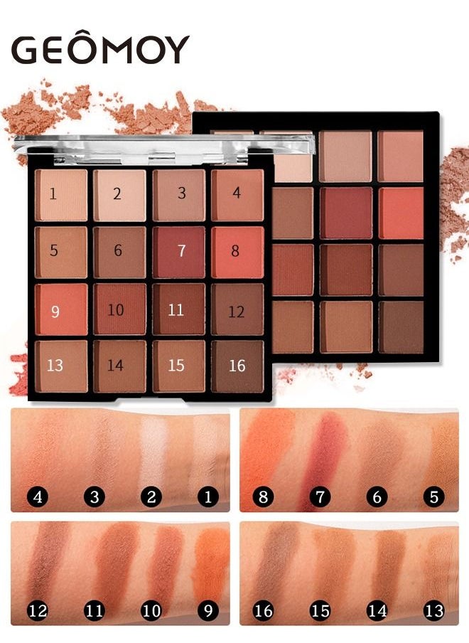 Geomoy - 16 Colors Luxury Multifunctional Eyeshadow Palette Blush Matte Pearlescent Sequins Beginners Easy To Use - Image 1