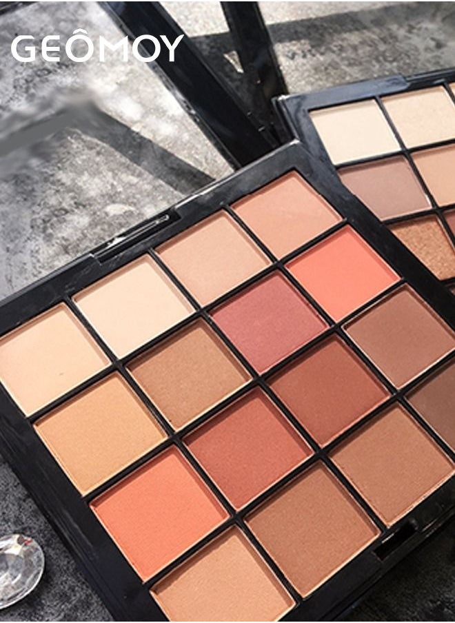 Geomoy - 16 Colors Luxury Multifunctional Eyeshadow Palette Blush Matte Pearlescent Sequins Beginners Easy To Use - Image 1