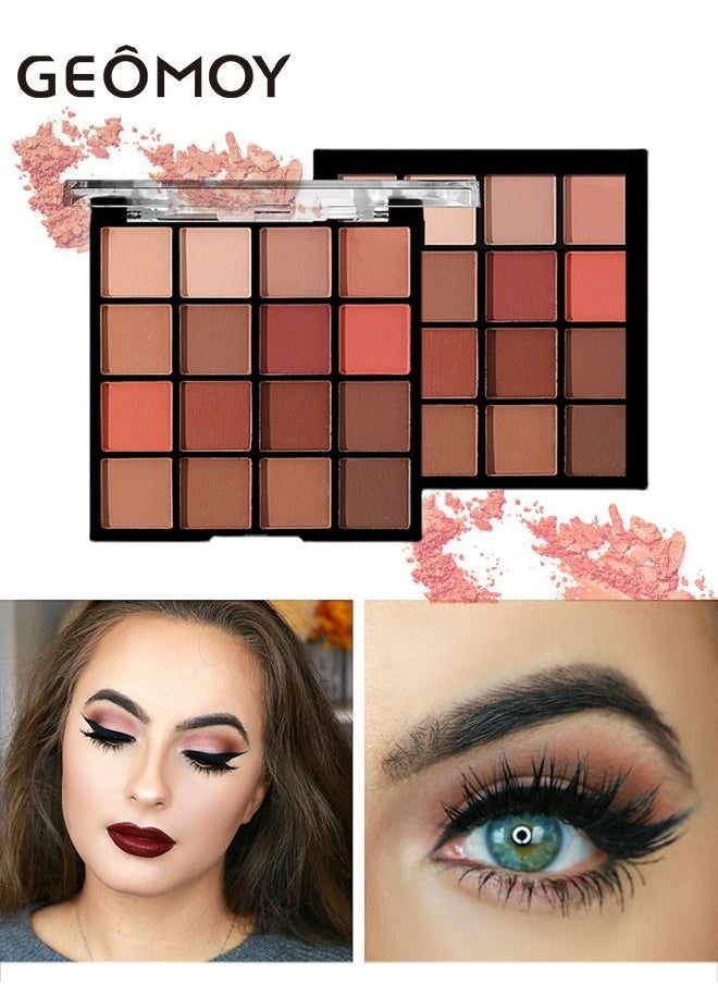 Geomoy - 16 Colors Luxury Multifunctional Eyeshadow Palette Blush Matte Pearlescent Sequins Beginners Easy To Use - Image 1