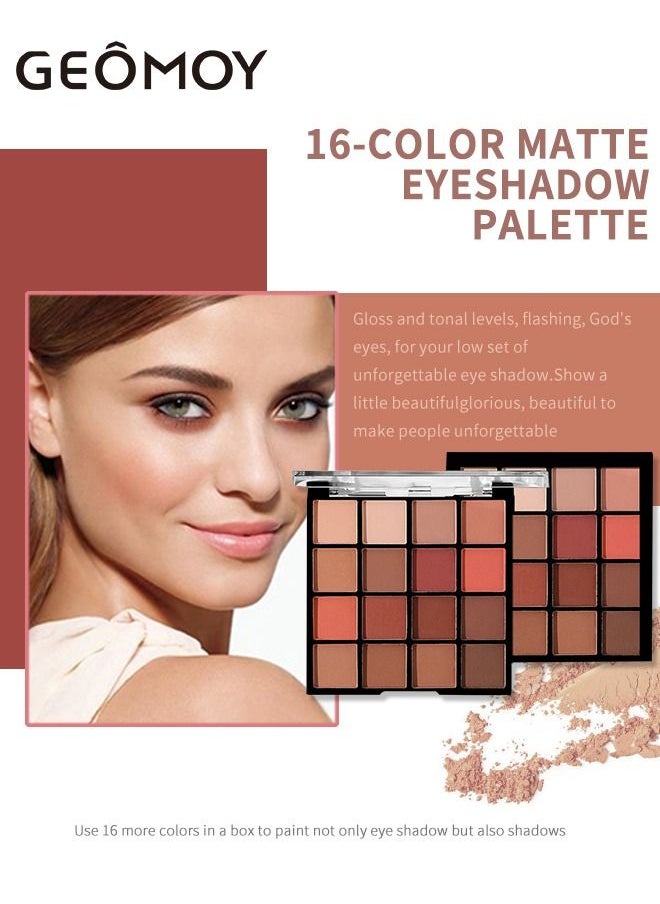 Geomoy - 16 Colors Luxury Multifunctional Eyeshadow Palette Blush Matte Pearlescent Sequins Beginners Easy To Use - Image 1