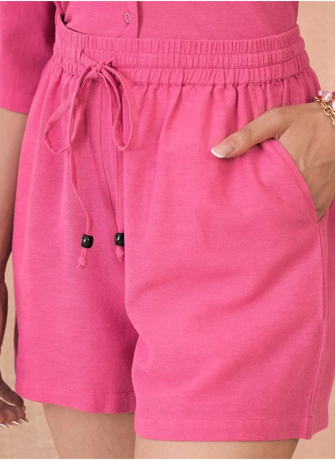 ساسافراس Solid Crop Shirt & Shorts Co-Ords by Styli
