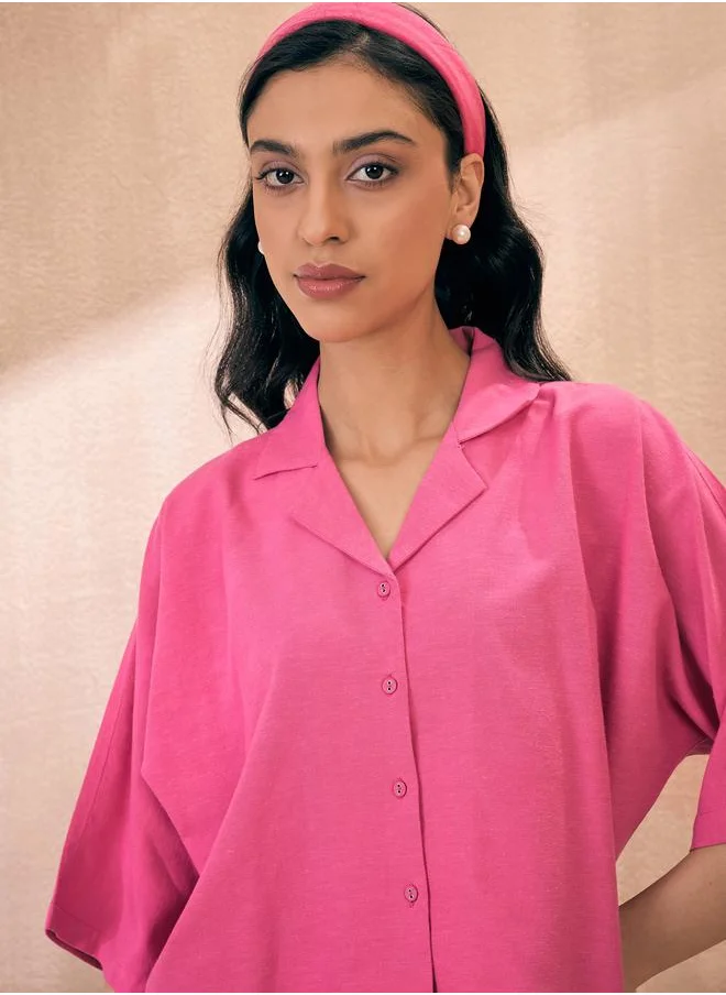 ساسافراس Solid Crop Shirt & Shorts Co-Ords by Styli