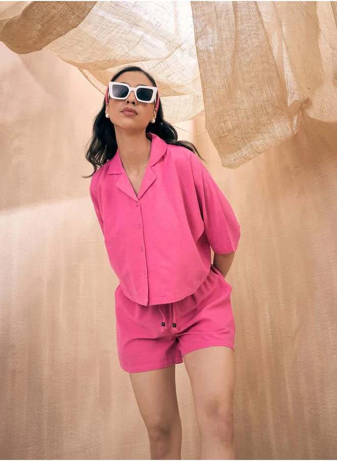 ساسافراس Solid Crop Shirt & Shorts Co-Ords by Styli