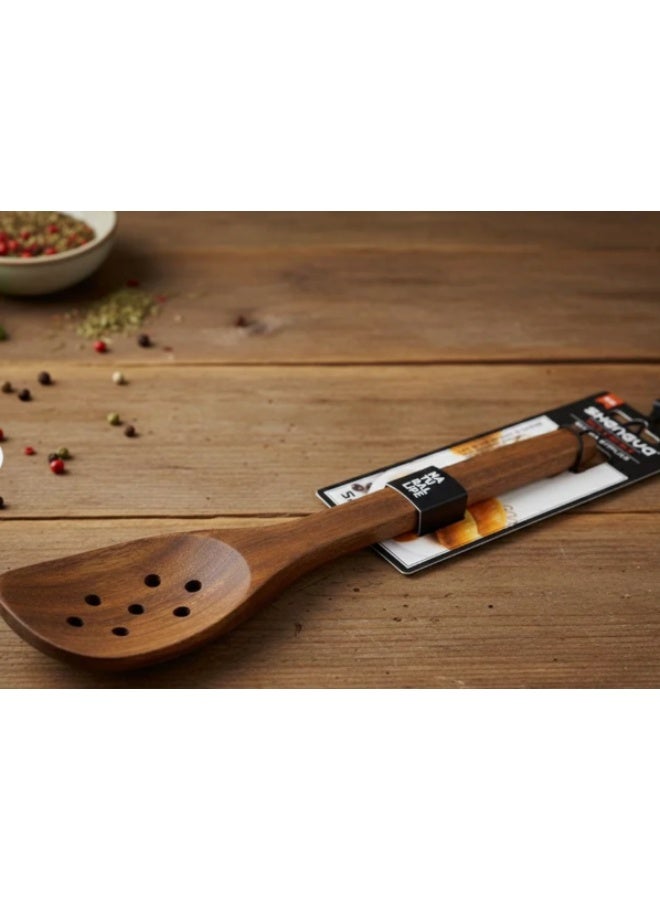 Shengya Natural Wooden Slotted Cooking Spoon – Heat-Resistant Traditional Kitchen Utensil (30 cm) - Image 2