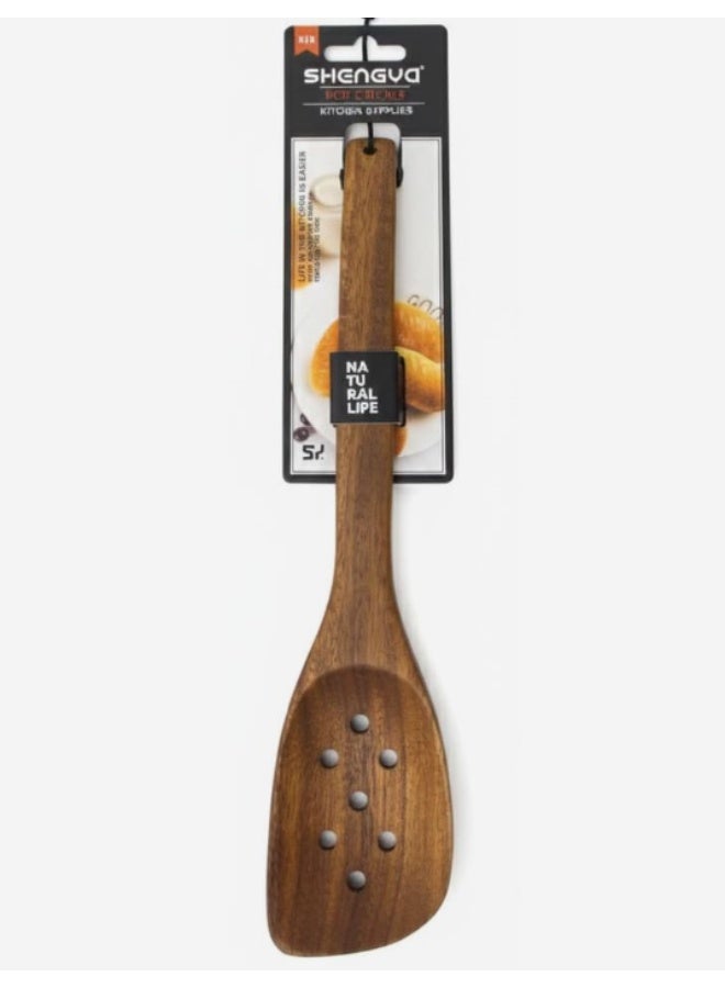 Shengya Natural Wooden Slotted Cooking Spoon – Heat-Resistant Traditional Kitchen Utensil (30 cm) - Image 1
