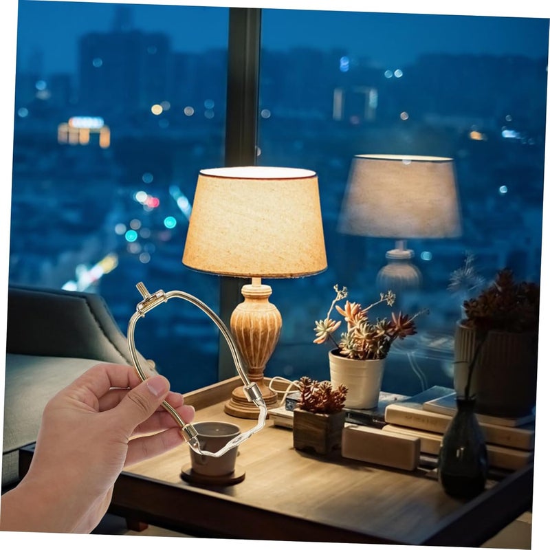 مقاوم ��درجات الحرارة العالية 2 قطعة حامل قوس هارب لظل المصباح إطار معدني ثقيل لمصابيح الطاولة والأرضية تصميم قرن أنيق سهل التركيب متوافق مع تشطيب ذهبي مقاوم للبقع والتلطيخ متانة واستدامة ممتازة - Image 4