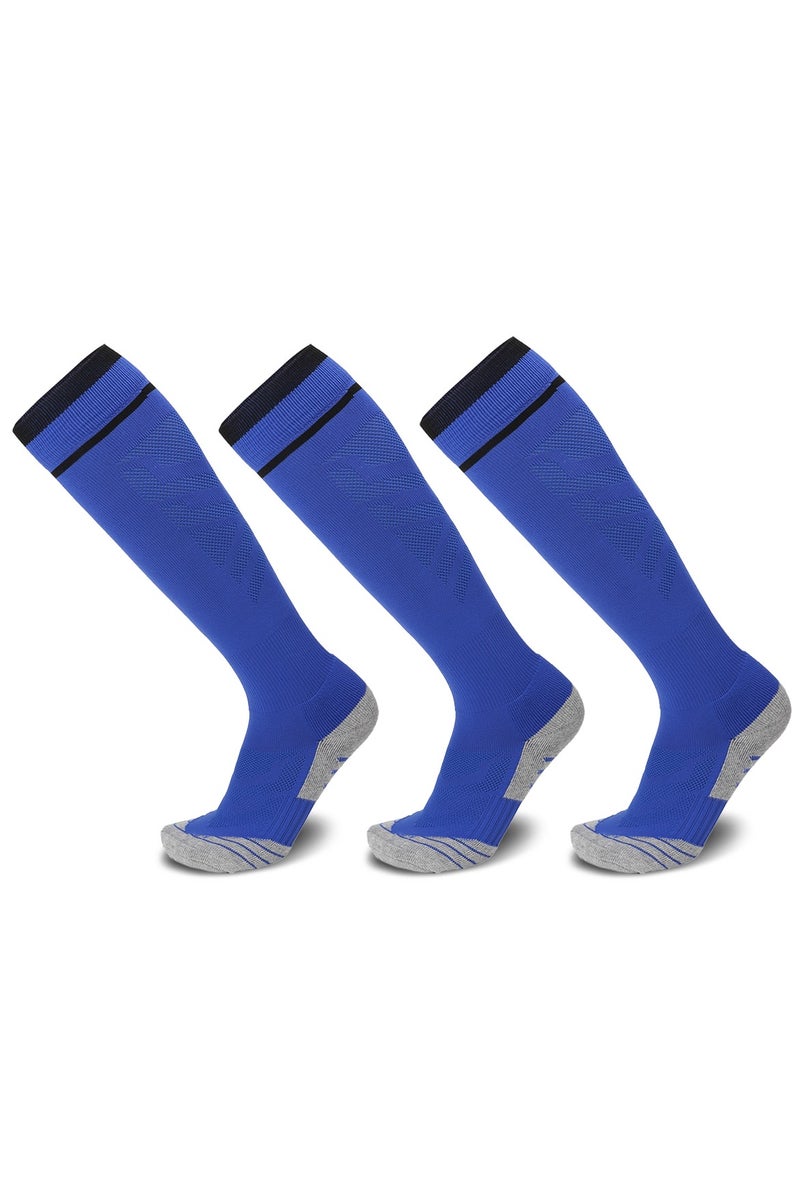 SKY WING Men And Women Knee High Football Socks Team Sport Cushion Athletic Soccer Socks for Unisex Adult-Blue-3 Pair - Image 1