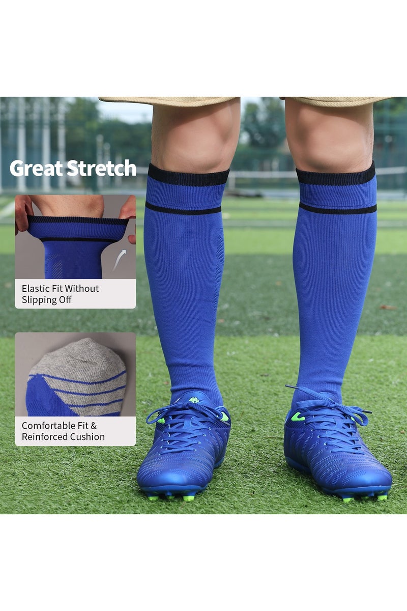 SKY WING Men And Women Knee High Football Socks Team Sport Cushion Athletic Soccer Socks for Unisex Adult-Blue-3 Pair - Image 2