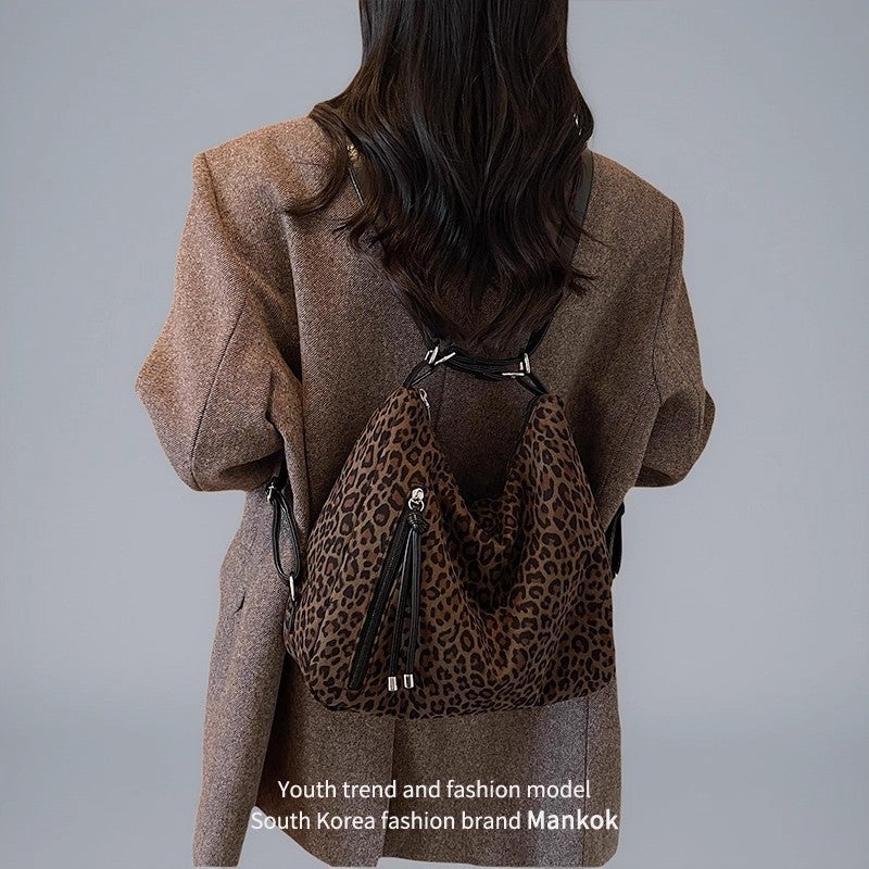 Women's Large Capacity Leopard Print PU Shoulder Bag - Image 2