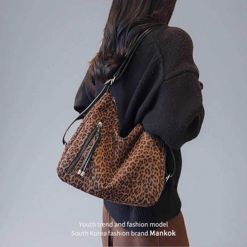 Women's Large Capacity Leopard Print PU Shoulder Bag - Image 3