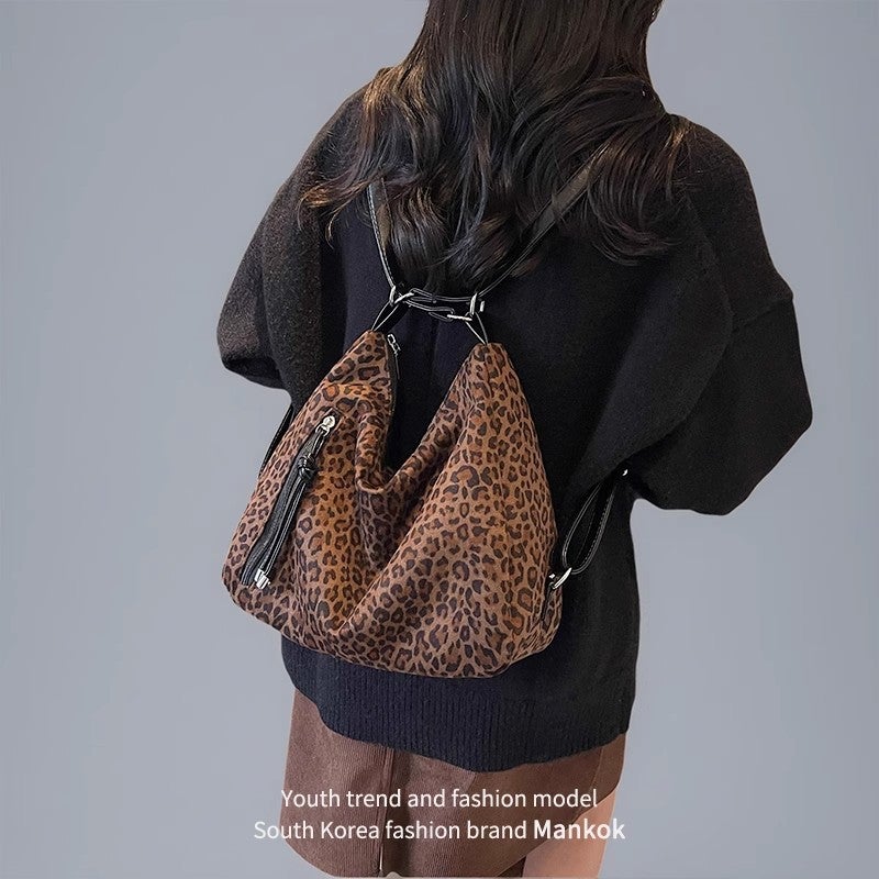 Women's Large Capacity Leopard Print PU Shoulder Bag - Image 4